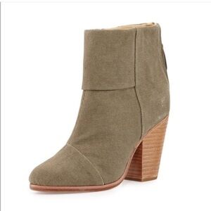 Rag & Bone Linen Newbury Booties in Olive Green 9